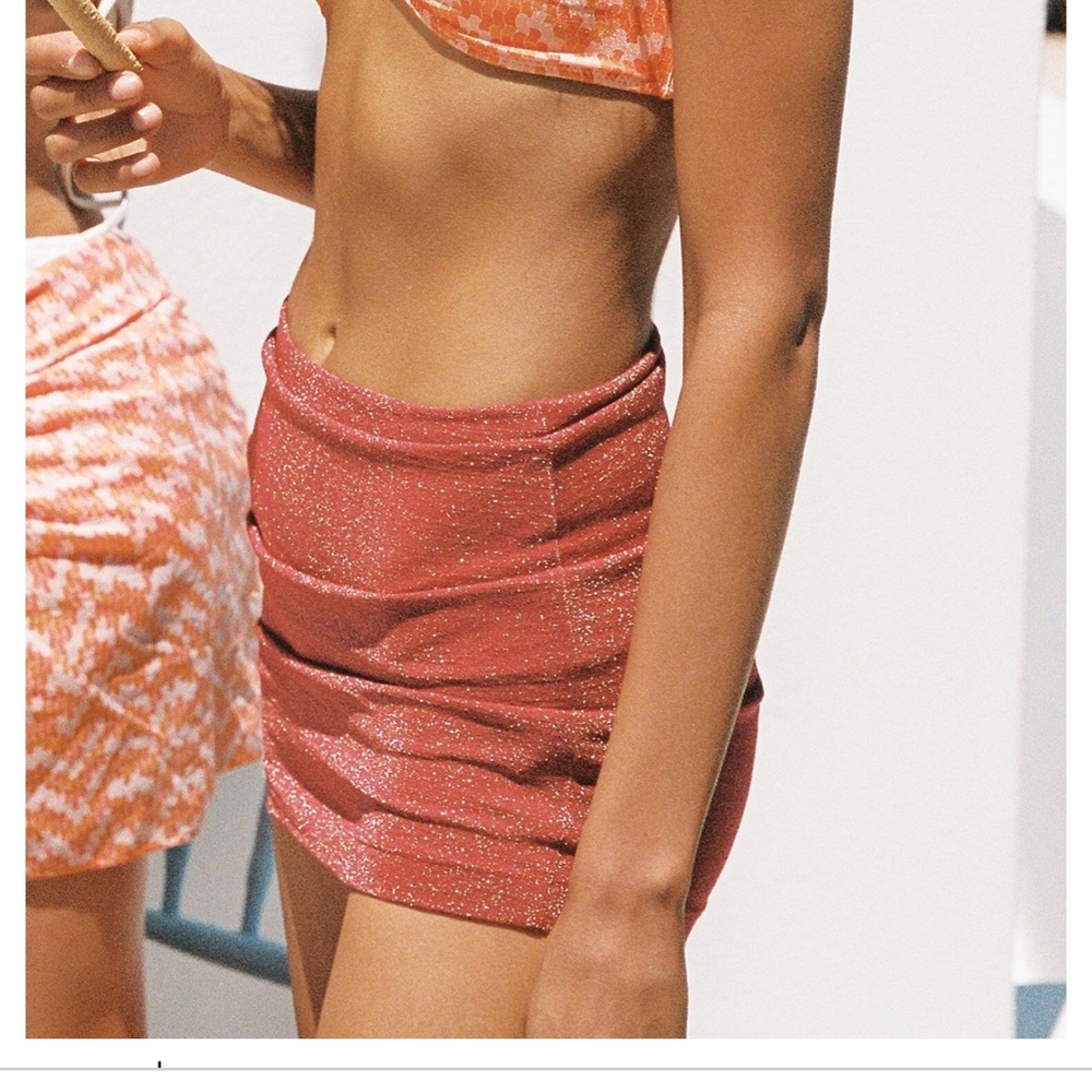 Triangl Swim Luna Ruby Sparkly Mini Cover Up Skirt XS/S